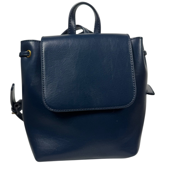 Brandy Melville Backpack Purse Navy NWT Faux Smooth Leather Adjustable Straps - Picture 1 of 10